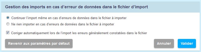 Indiquez les paramètres d'importation de vos fichiers CSV