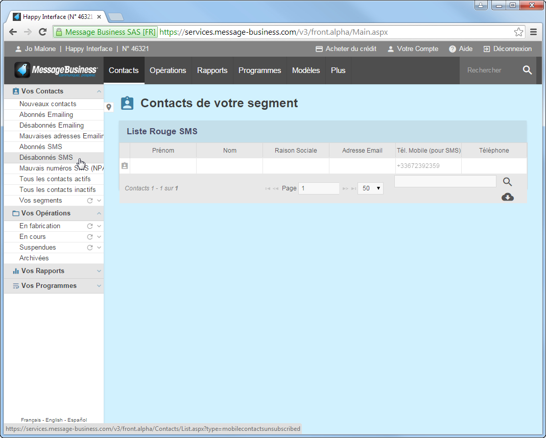 G&eacute;stion automatique des demandes de d&eacute;sabonnement lors de l'envoi de campagnes SMS