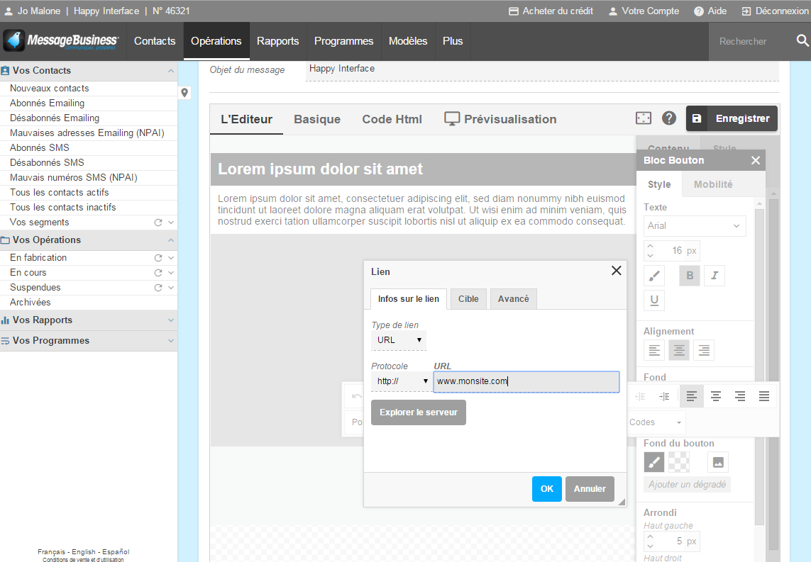 emailing-liens-editeur-wysiwyg