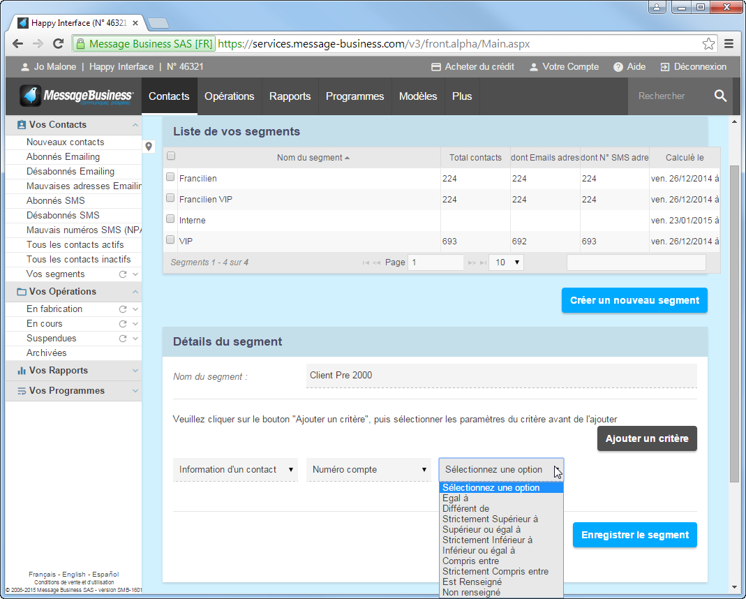 Segmentez votre Base Contacts en fonction d'un champ num&eacute;rique