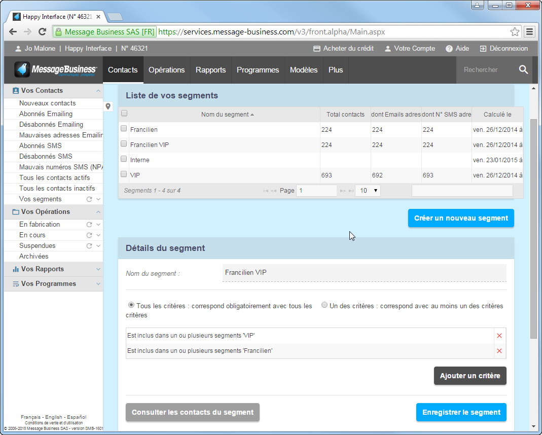 Segmentation bool&eacute;ens (ET/OU)