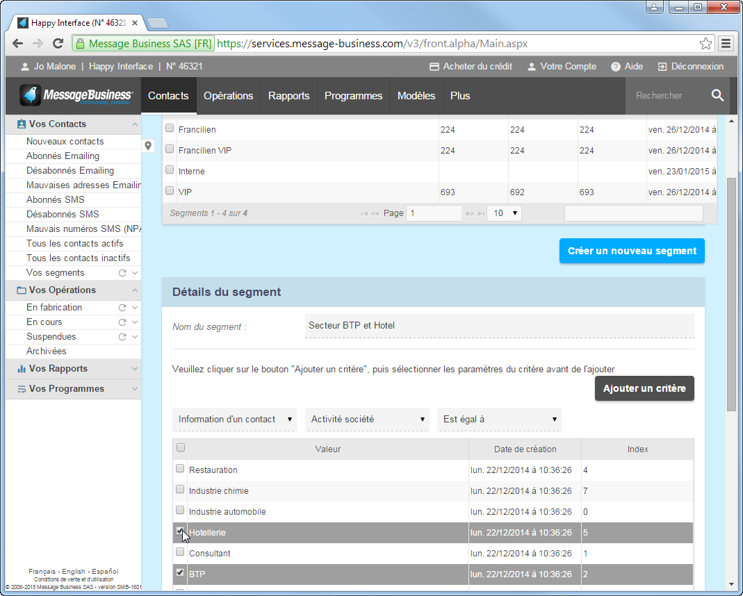 Segmenter sa Base par cat&eacute;gories