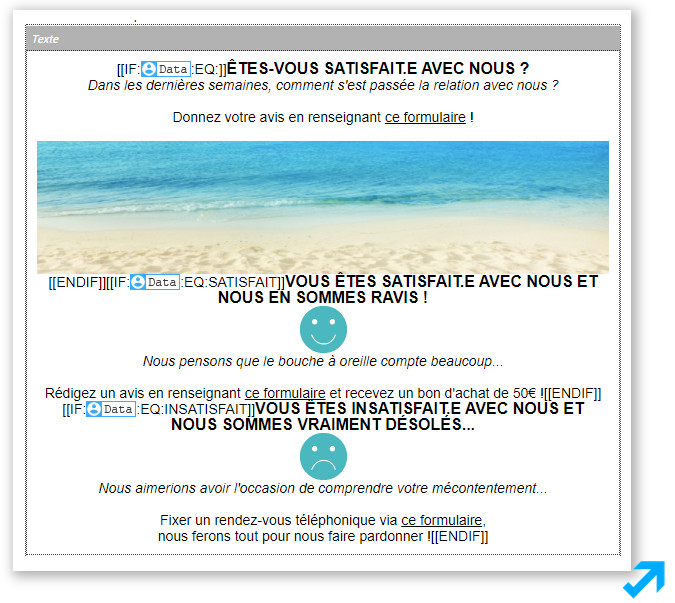 Formulaire d'enquête concernant la satisfaction client