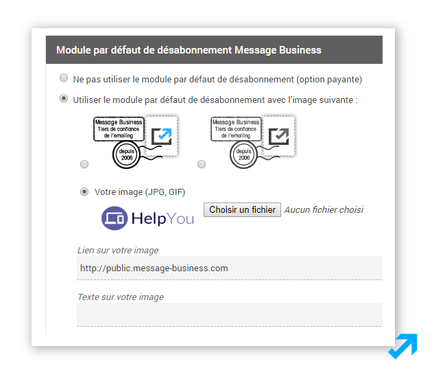 Module de désabonnement de l'application Sendethic