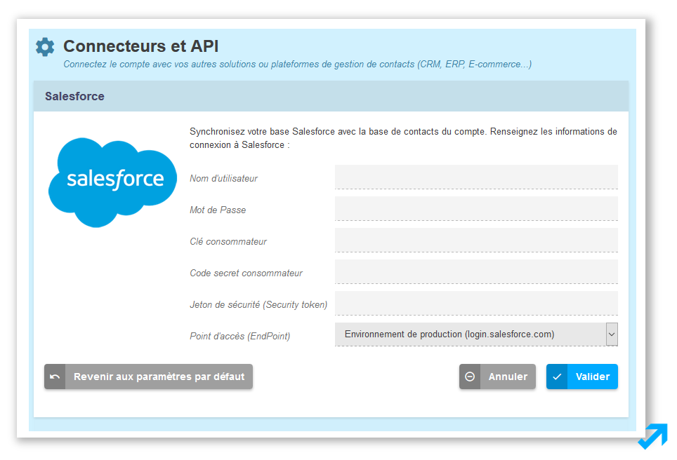 Connectez votre CRM Salesforce avec votre solution Emailing et Marketing Automation Sendethic